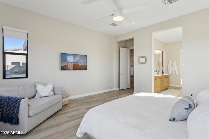 View from primary suite to bathroom