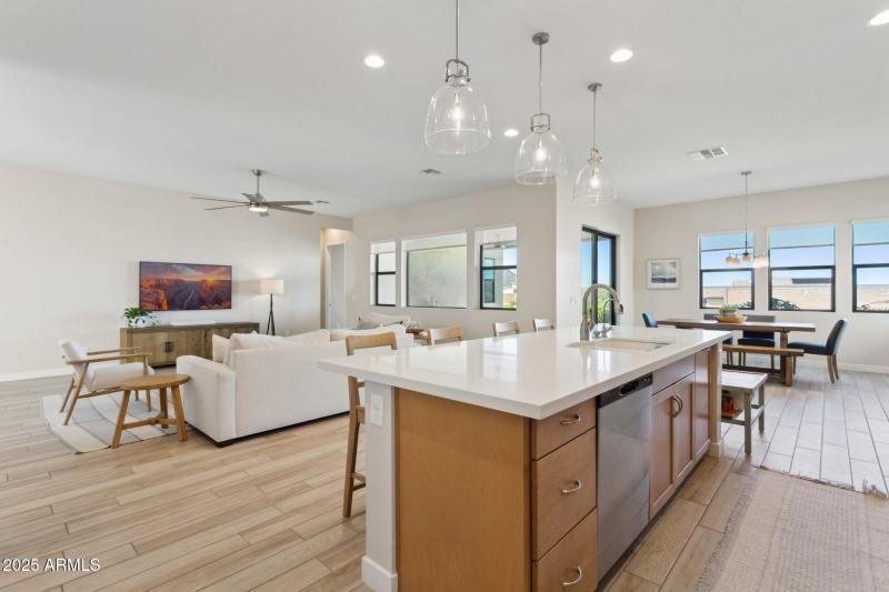 Great room and dining open to kitchen