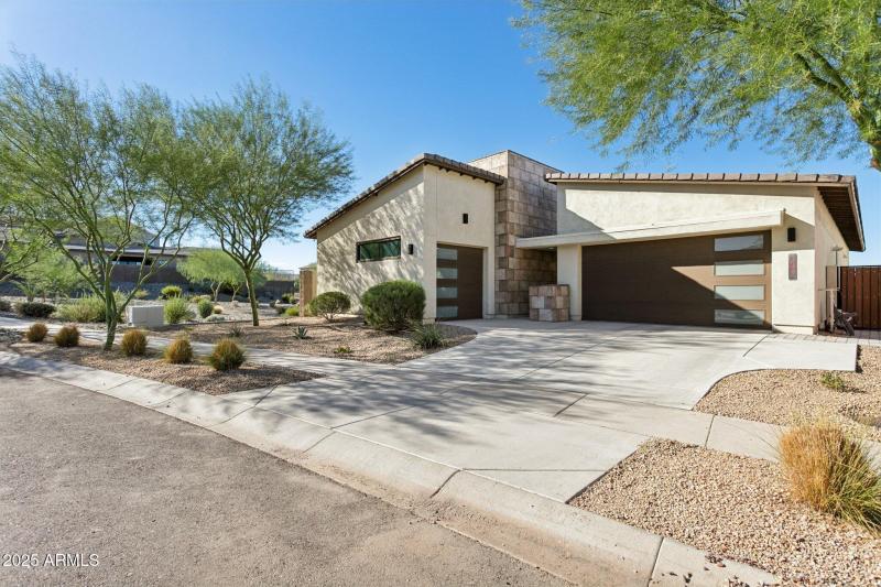 Modern elevation with 3 car garages