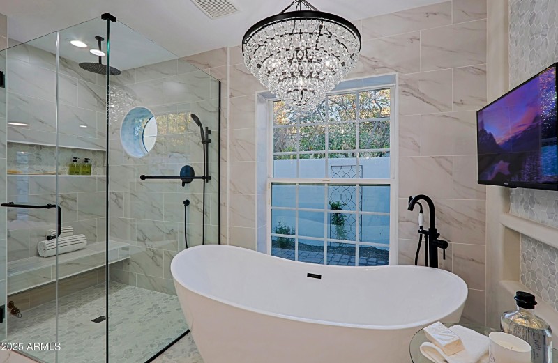 Separate shower and tub