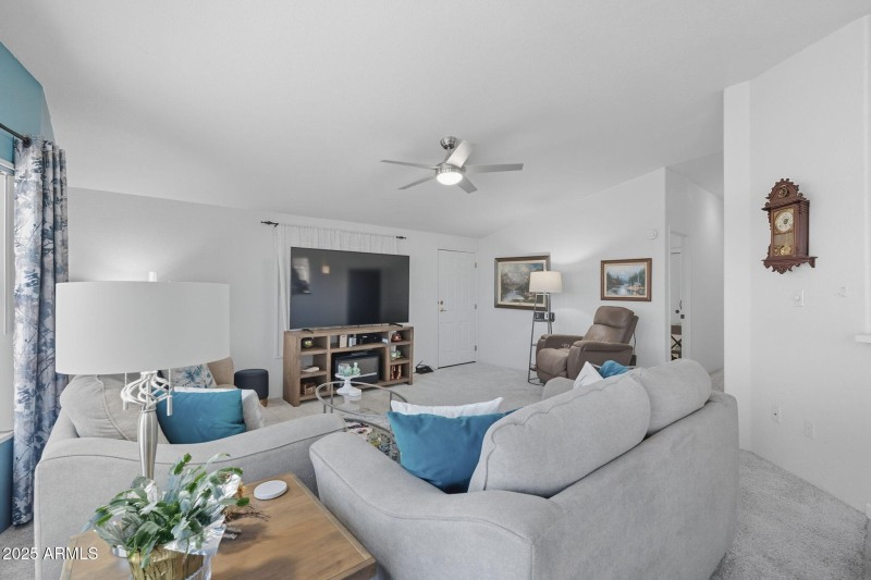 Dining room view into living room