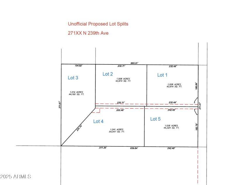Potential Lot Split Diagram_Lots 1-5 of