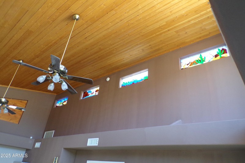 Vaulted ceiling with tongue and groove