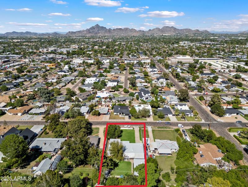 drone shot facing North with lines