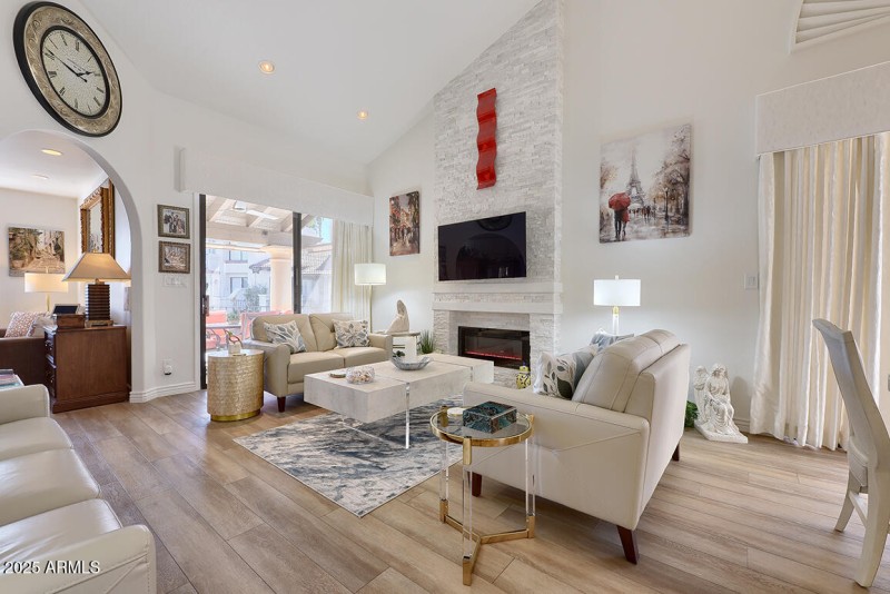 Living Room w/Charming Fireplace