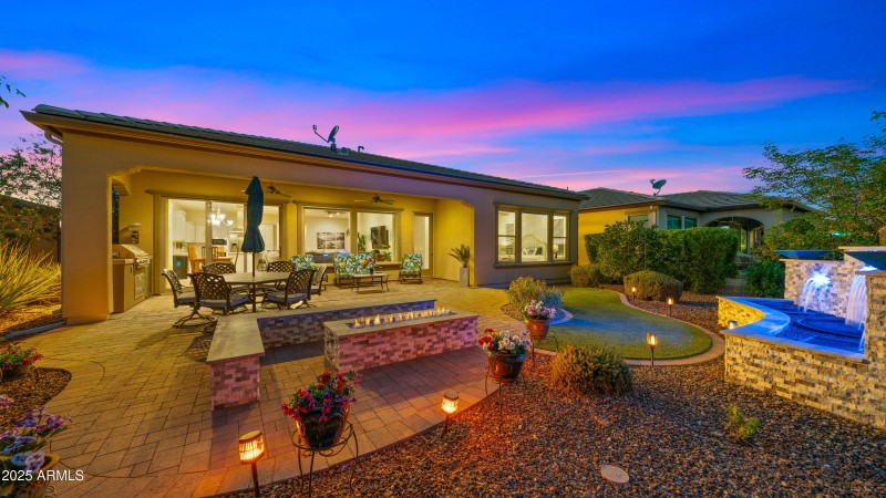 Gas Fireplace and Water Feature