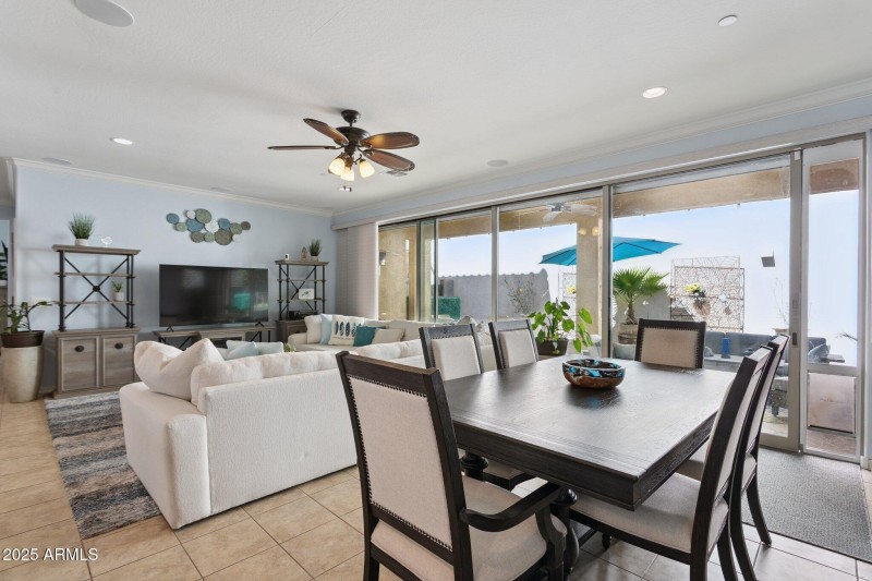 POV from kitchen to dining to great room