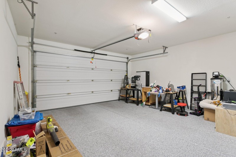 Two car garage, new epoxy floors