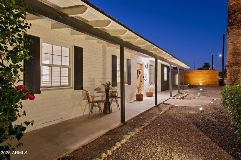 Architectural exposed rafters at porch