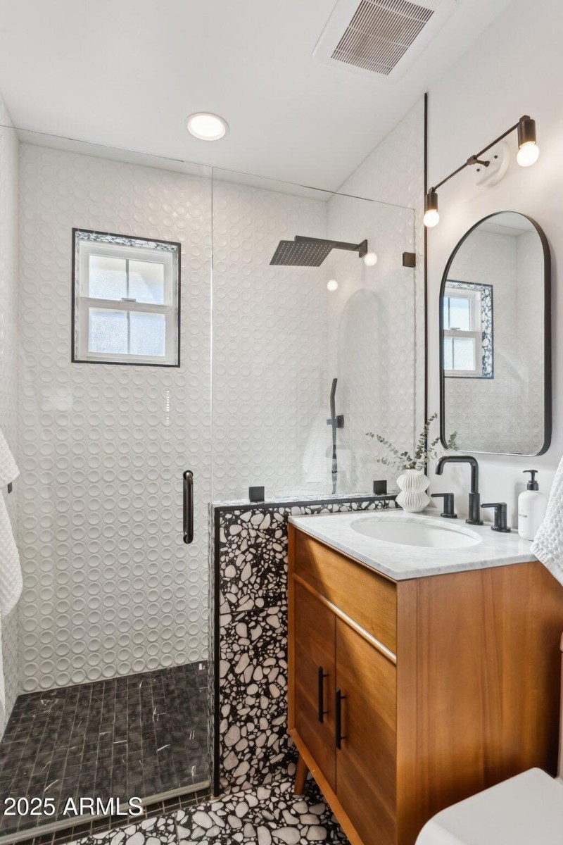 Lux finishes in the remodeled bath