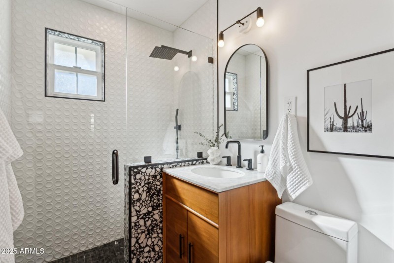 Hall bath is completely remodeled