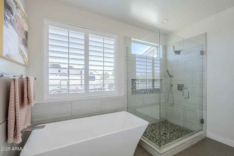 Separate Glass Shower & Soaking Tub