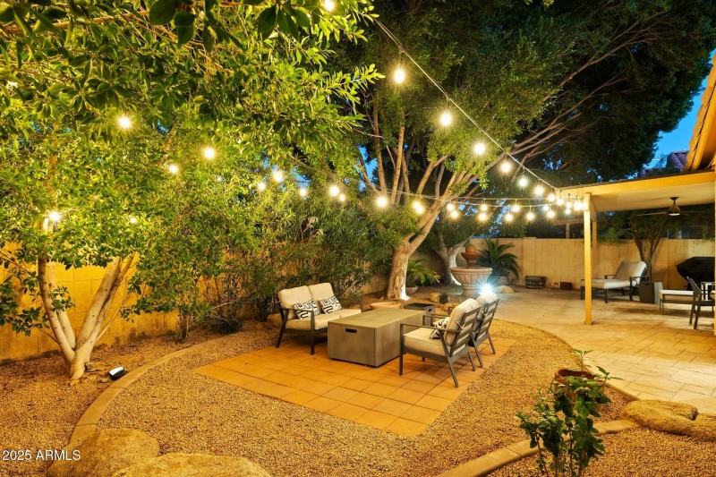 Twinkle lights as the sun goes down