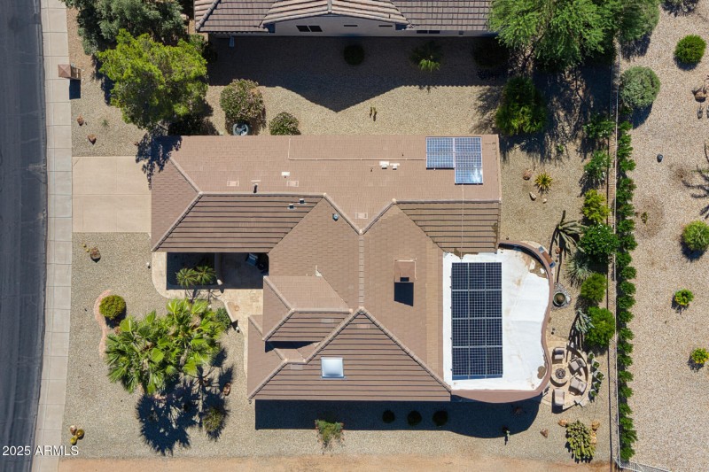 View of roof with solar panels
