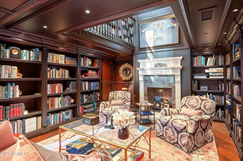 Lower Library with. Hearth