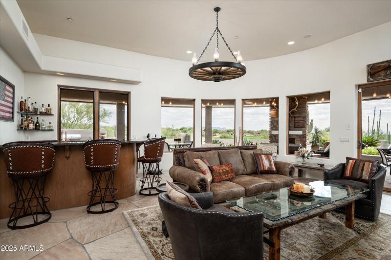 Family Room view to wet bar