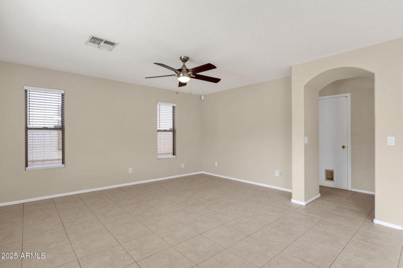 Great room to Laundry, Powder Room, and