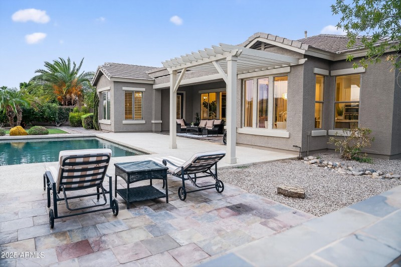 Gazebo, lounge area, pool