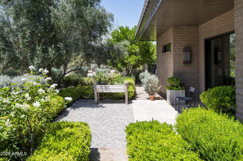 Side Patio with Vegetable Garden