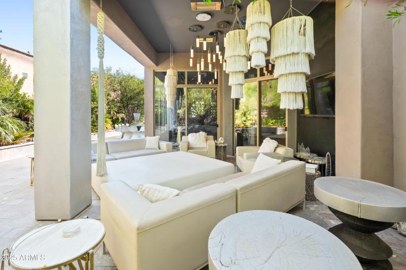 Elongated glass pendants adds elegance