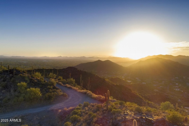 Desert Sunset with Winding Road