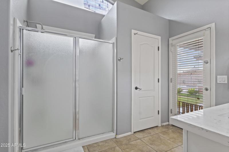 Maste bath with outside door