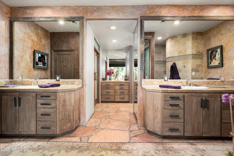 His & Her Sinks with Closet Behind