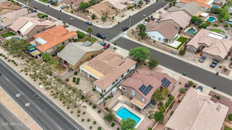 DRONE VIEW ON THE COMMUNITY STREET