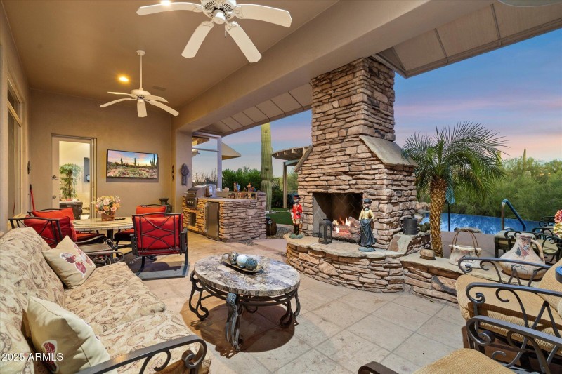Covered Patio and Fireplace