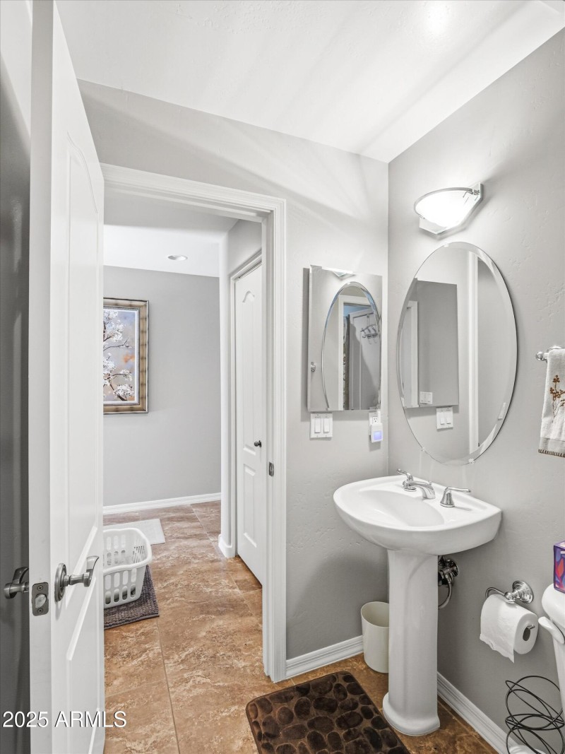 Guest bathroom looking out