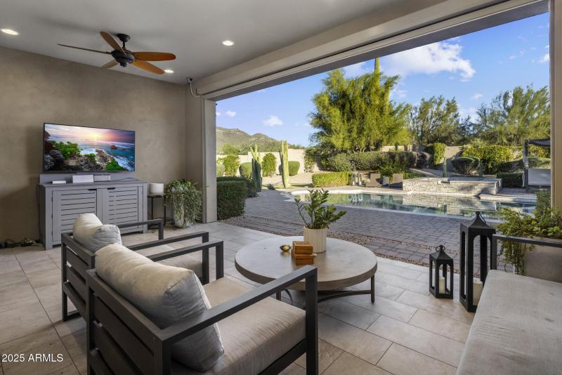 TV in Patio and two fans to keep cool