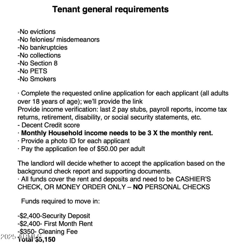 Tenant Requirements & Move-in Costs