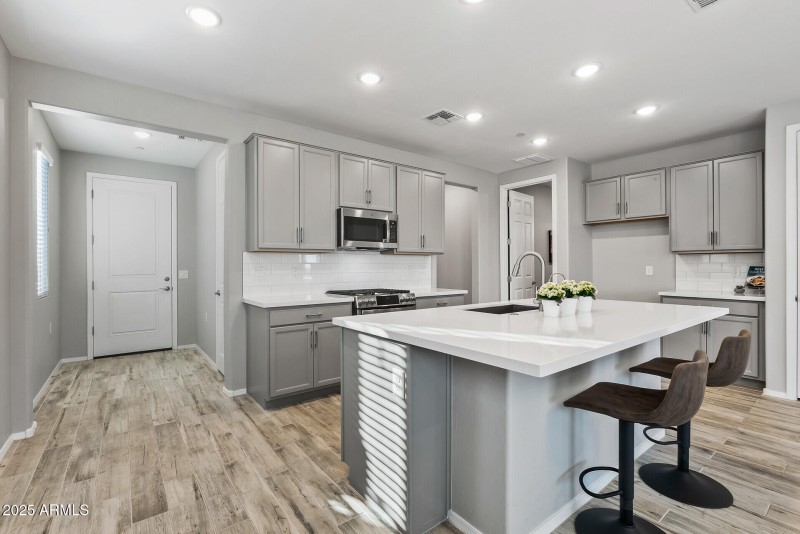 Kitchen towards entry & hall