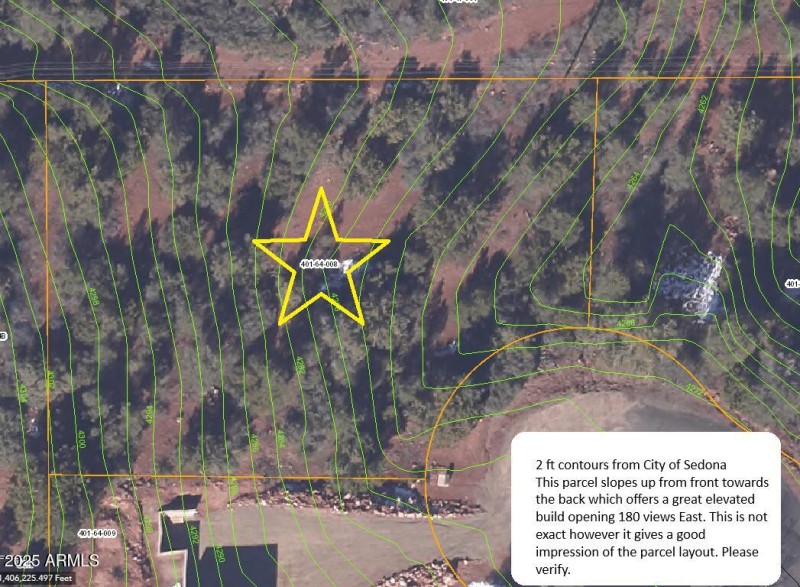 610 Sedona Vista Aerial contours