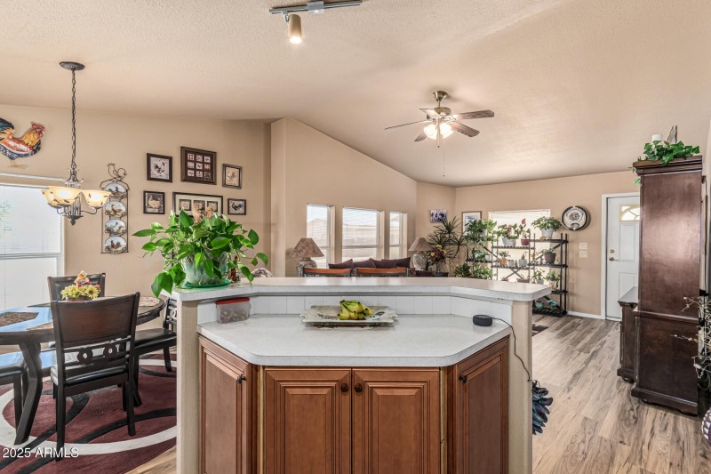 View of Greatroom From 2-tier island