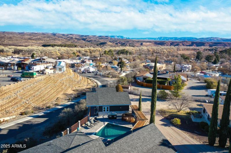 Aerial of Pool Toward Merkin Vineyard