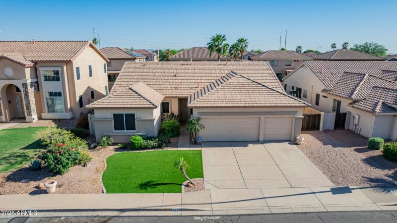 Drone shot of front of home