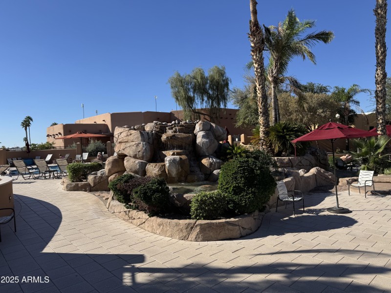 Water feature at pool