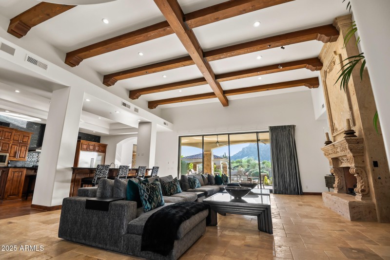Living Room Kitchen Wood Beams