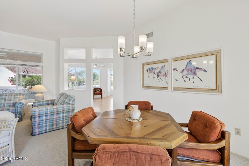 Dining towards Living and Family Rms