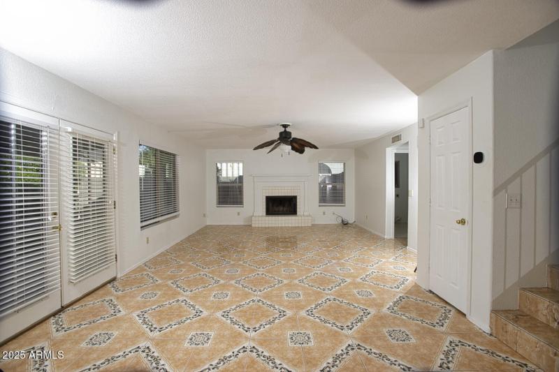 Family room with fire-place