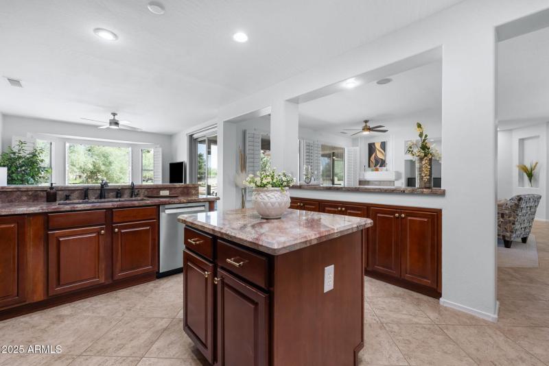 Kitchen Island & Lighted Buffet & Breakf