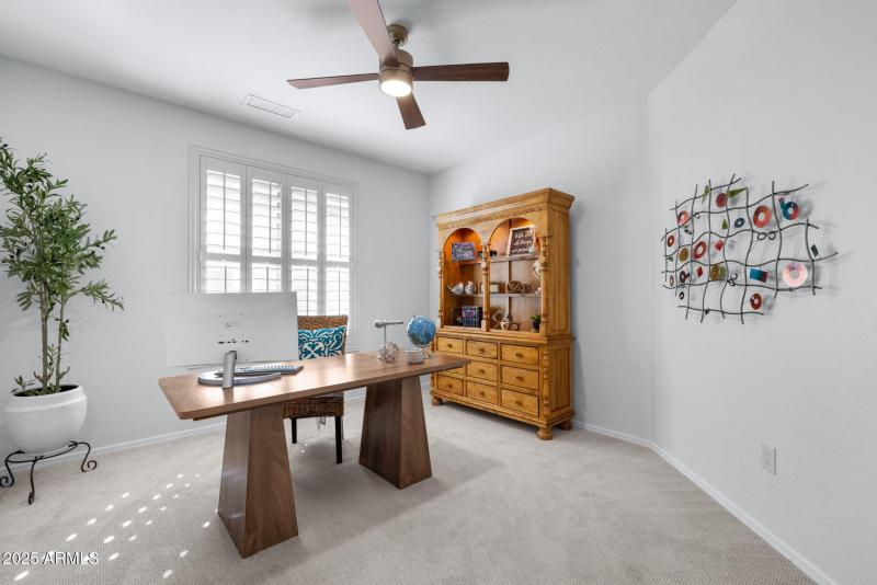 Office w New Carpet & Lighted Ceiling Fa