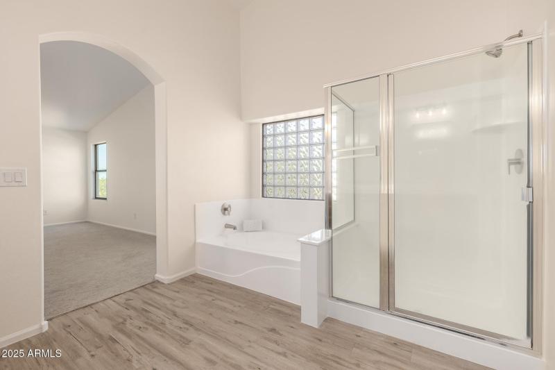 primary separate tub and shower