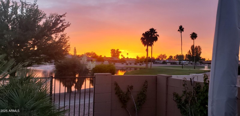 sunset golf course & lake view