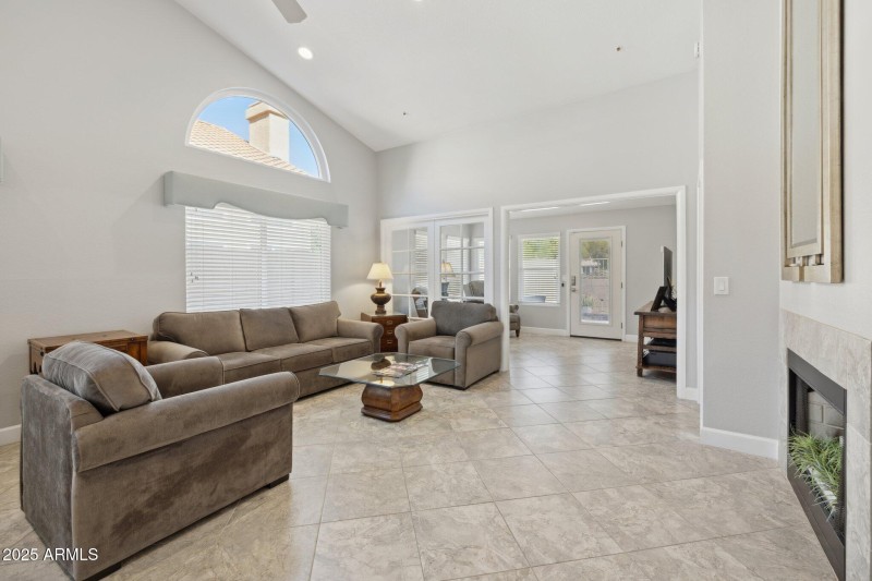 High Volume Ceilings & Fireplace