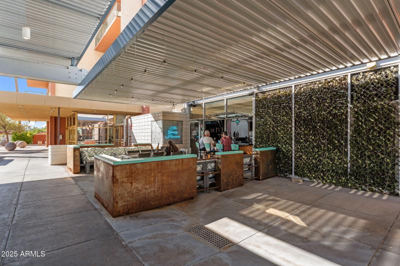 bars, shops, restaurants downstairs