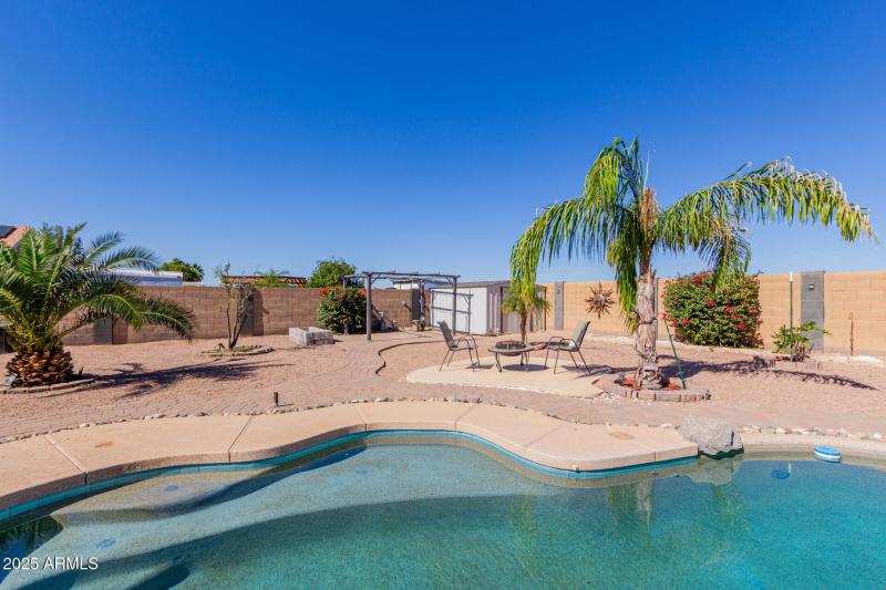 View from pool to extra patios