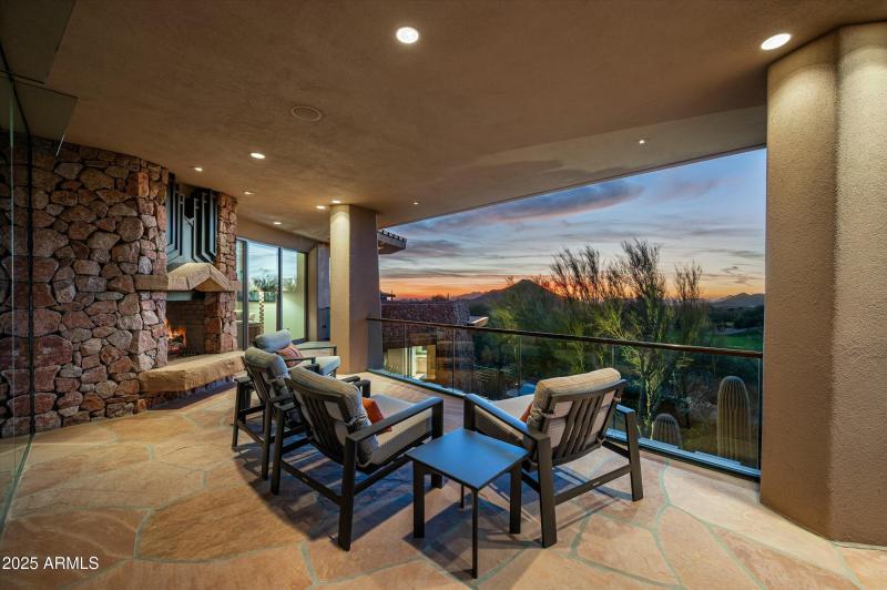 Sunset views with a fireplace