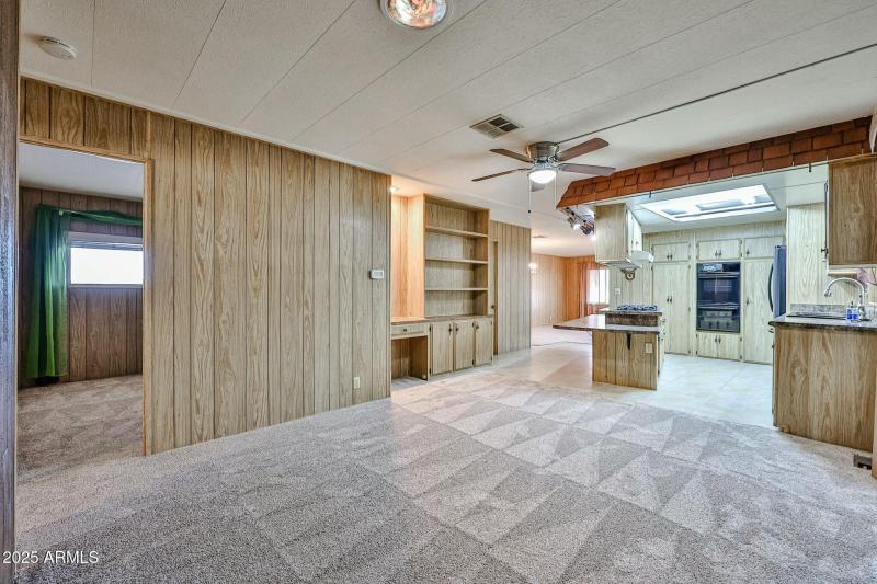 looking into kitchen